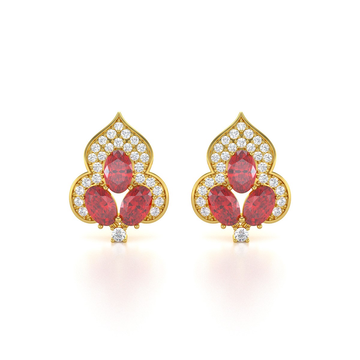 Boucles d'oreilles ADEN Or 585 Jaune et Rubis 3.5grs