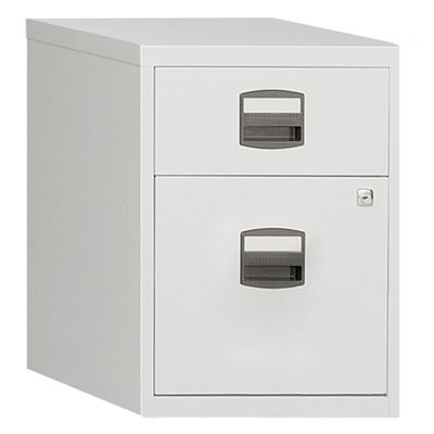 Caisson mobile métallique monobloc - H52 x L41 x P40 cm - 2 tiroirs - blanc