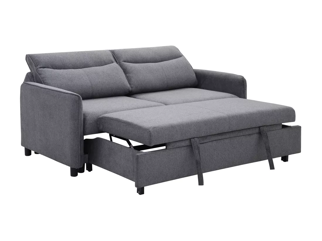 Canapé 3 places convertible en tissu gris IPANEDA