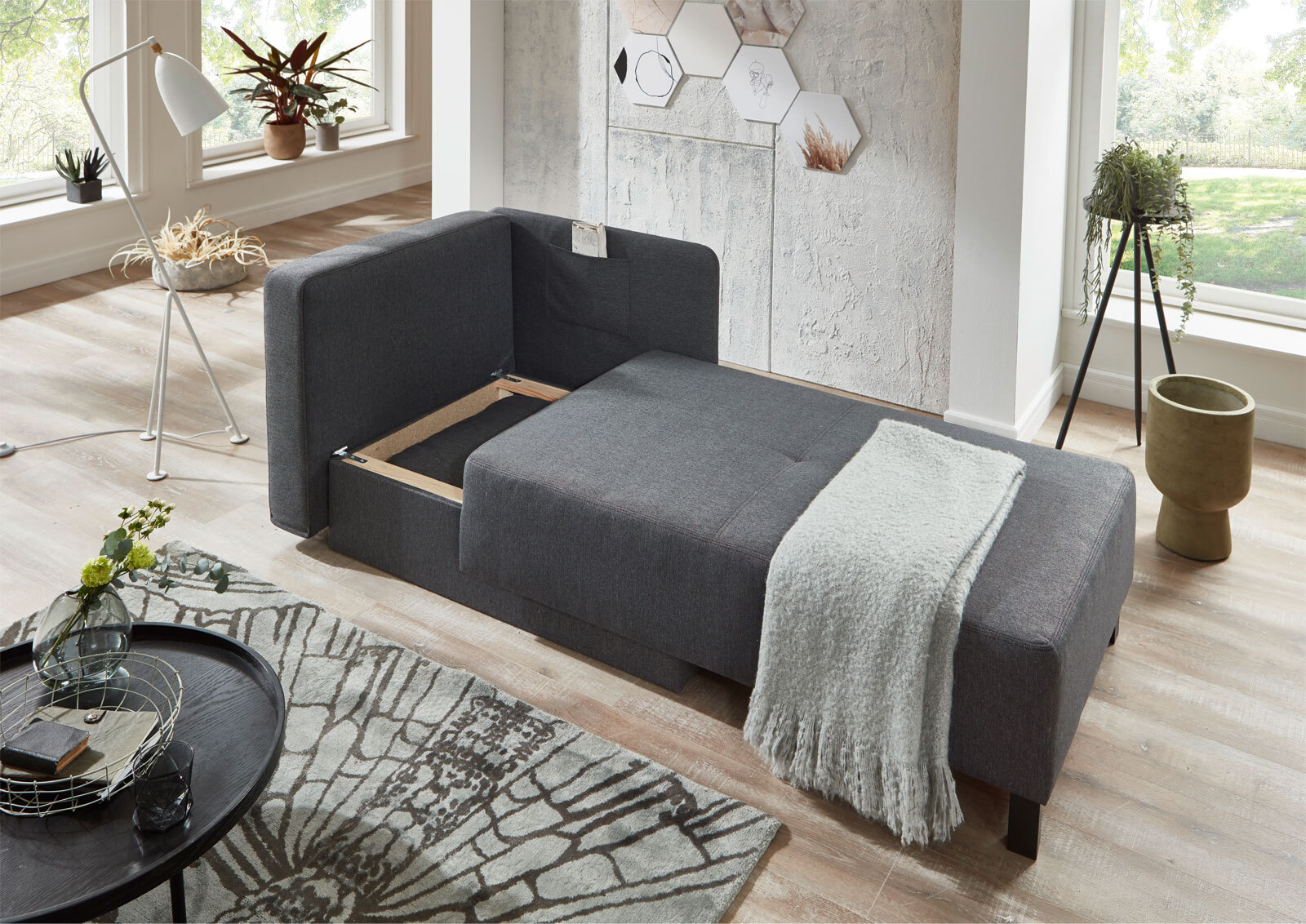 Recamiere Reims 153x90x80 cm Anthrazit