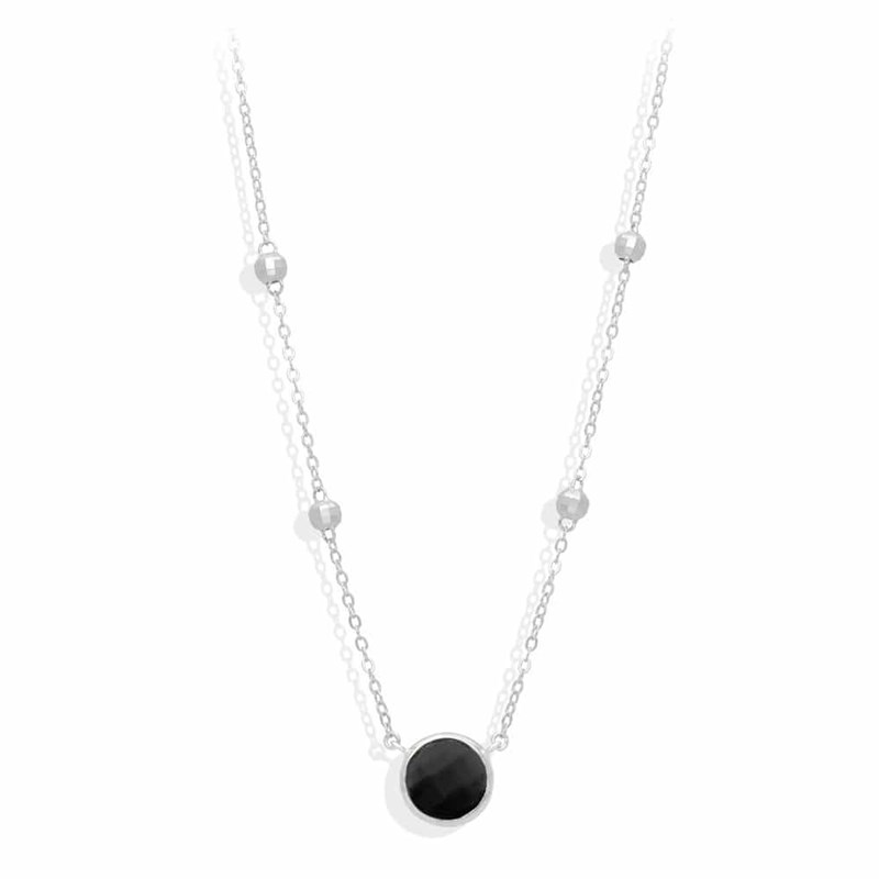Collier Argent Rhodié Valentine Cristal Noir