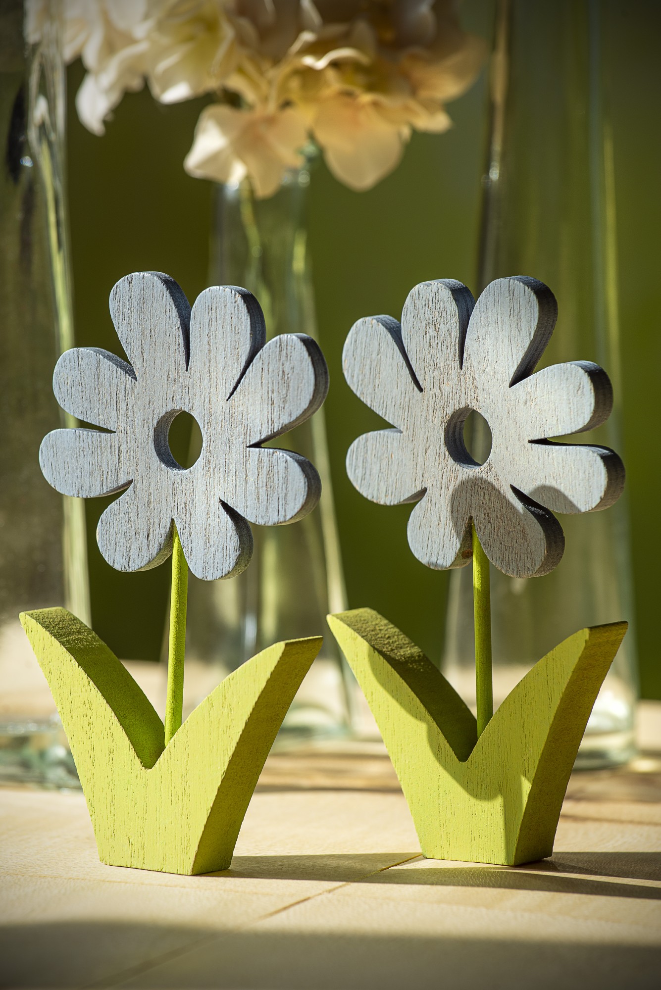 Aufsteller 'Blume' aus Holz, grün, natur, H 14 cm, B 8,5 cm, L 1,5 cm günstig bestellen