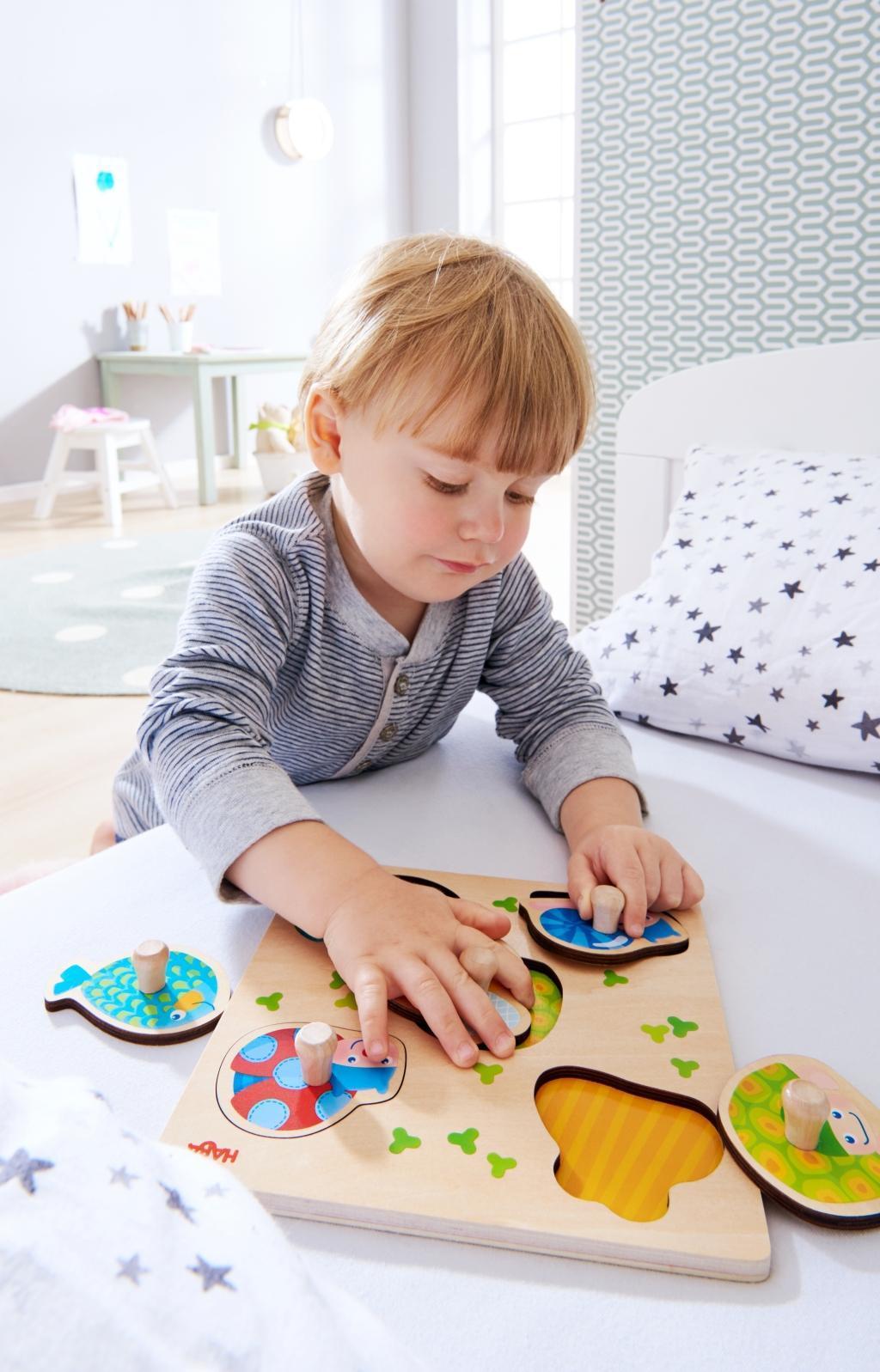 Steckpuzzle BUNTE TIERE 5-teilig aus Holz