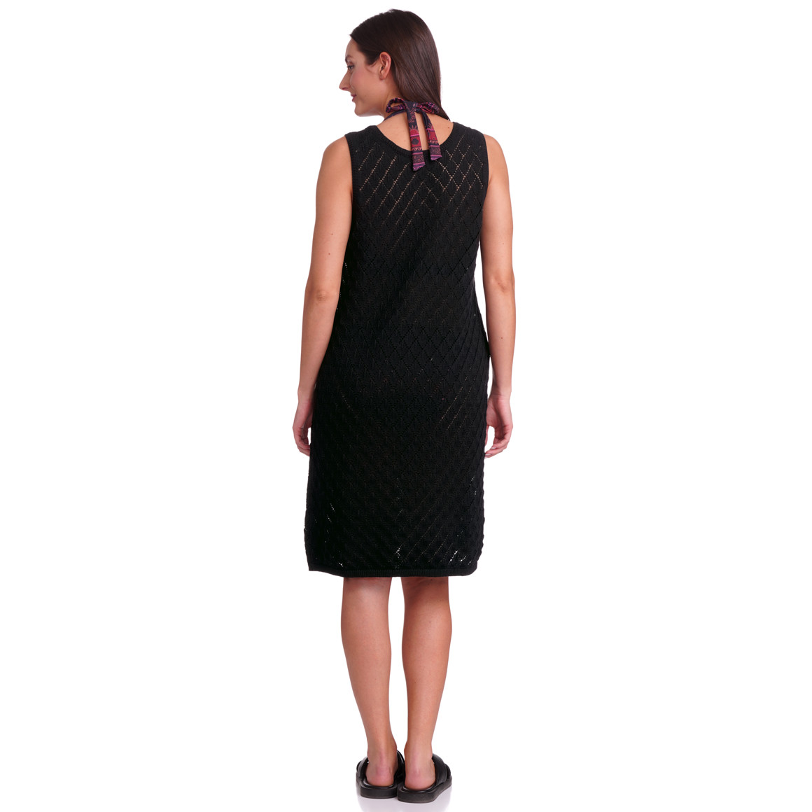 Gina Benotti Damen Häkelkleid in Unifarben schwarz