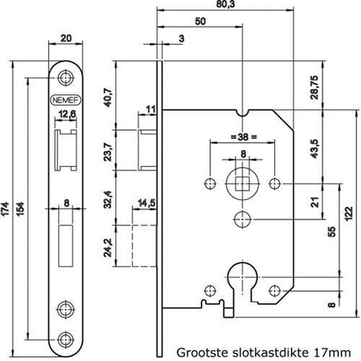 Nemef Deurslot 1269/4-50mm rs - 9126904501