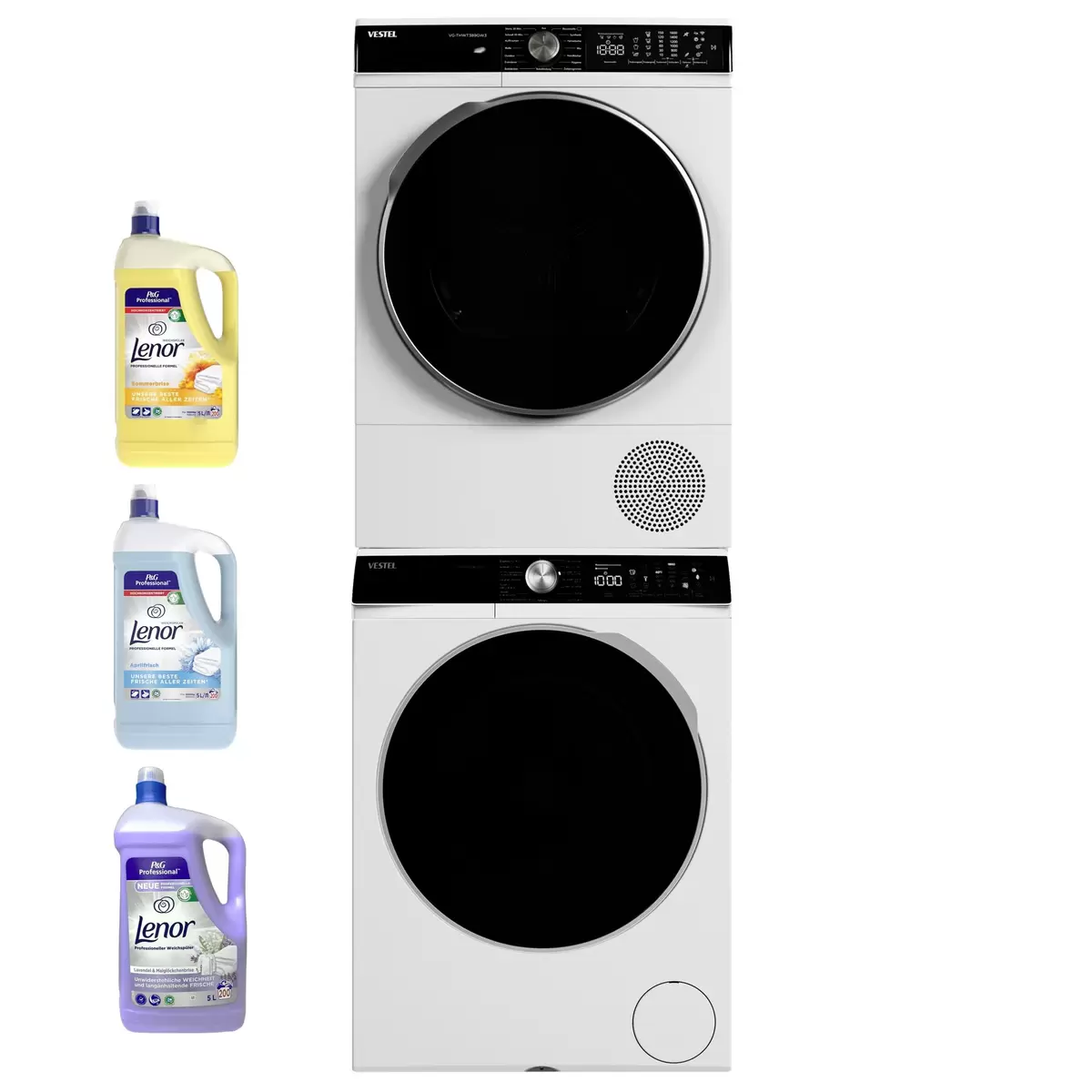 Set Waschmaschine und Trockner VESTEL Waschturm 8kg WiFi,