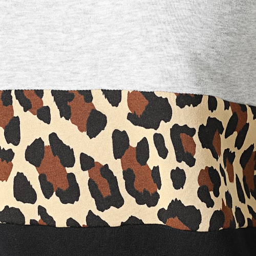 Sweat Capuche Femme Carolina Noir Gris Chiné Léopard