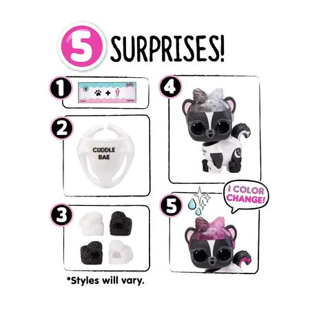 MGA Entertainment L.O.L. Surprise Glitter Color Change Pets with 5 Surprises, 1 Stück, 12-fach sortiert