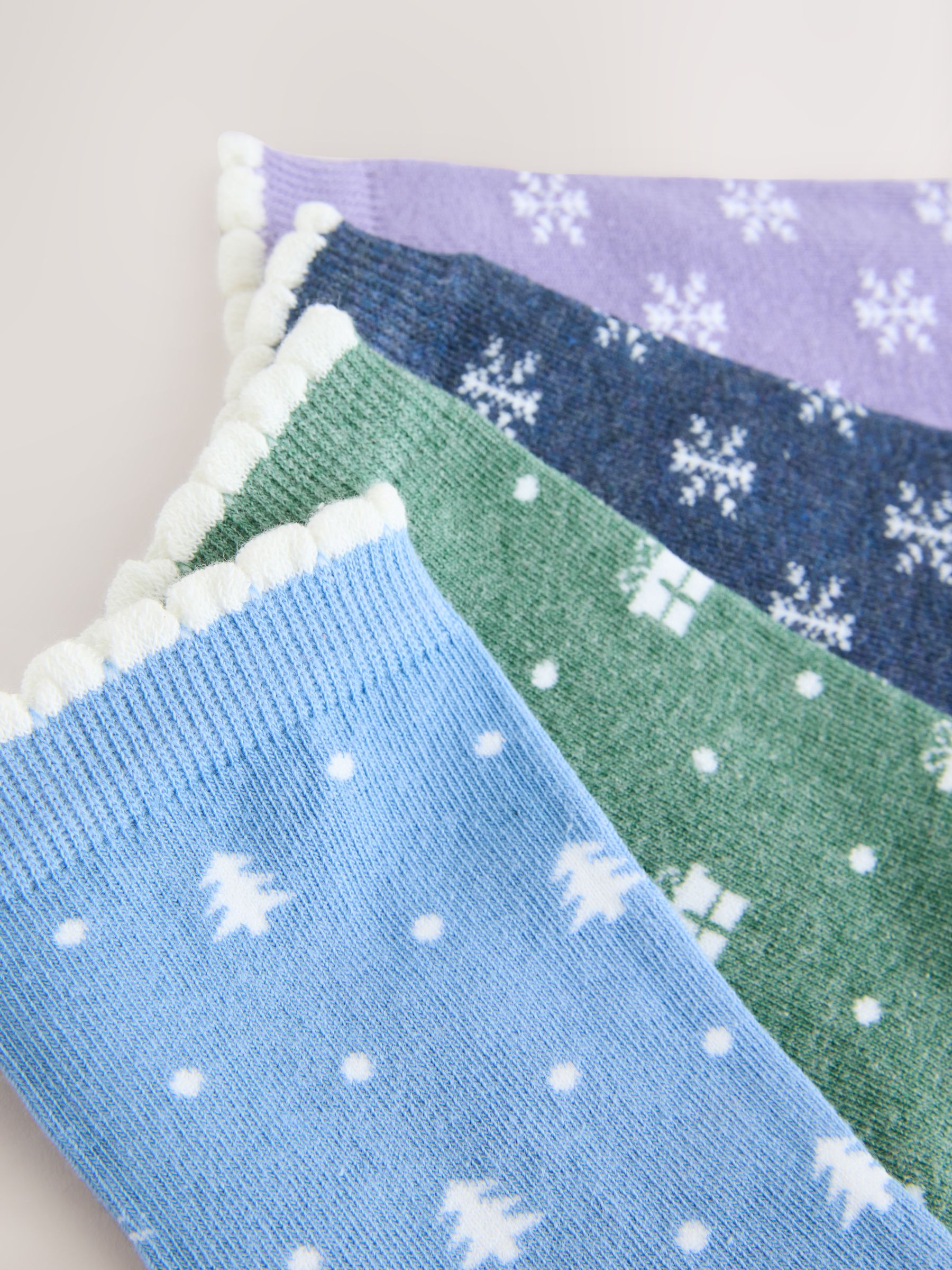 Kerstmis Print met katten - Set van 4 paar enkelsokken