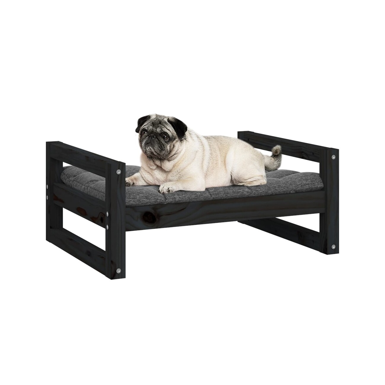 VidaXL Hundebett M (65,5x50,5x28 cm) aus Kiefernholz schwarz
