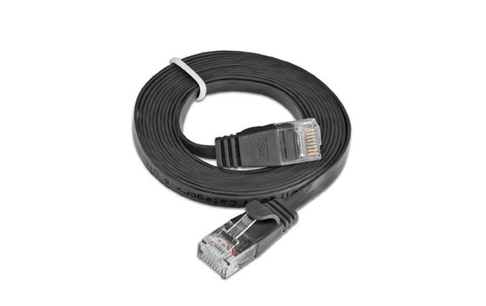 Slimpatchkabel RJ-45 - RJ-45, Cat 6, UTP, 1.5 m, SchwarzUnscreened/Unshielded Twisted-Pair-Kabel (UTP) mit Klinkenschutz