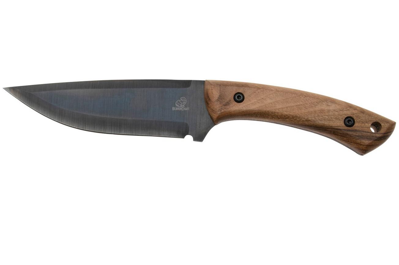 Beavercraft HGK1 Hunting Knife, Carbon Steel, Walnut Handle, vaststaand mes met foedraal