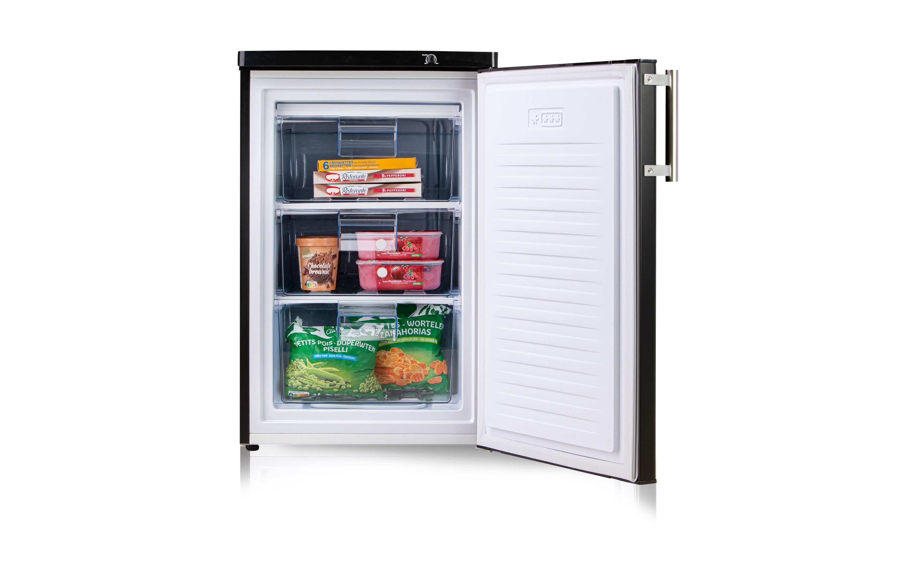 Gefrierschrank DO91132F Schwarz Rechts, Wechselbar<br>Freistehender Gefrierschrank