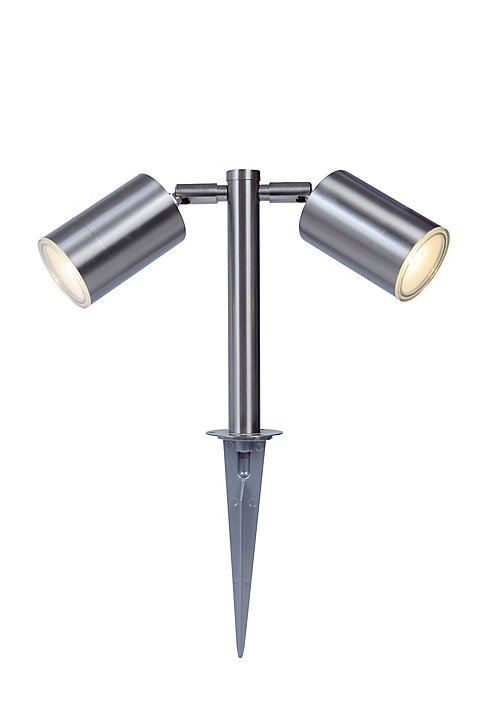 Balise à piquer double Candiac LED intégrée 760lm IP44 GoodHome chrome