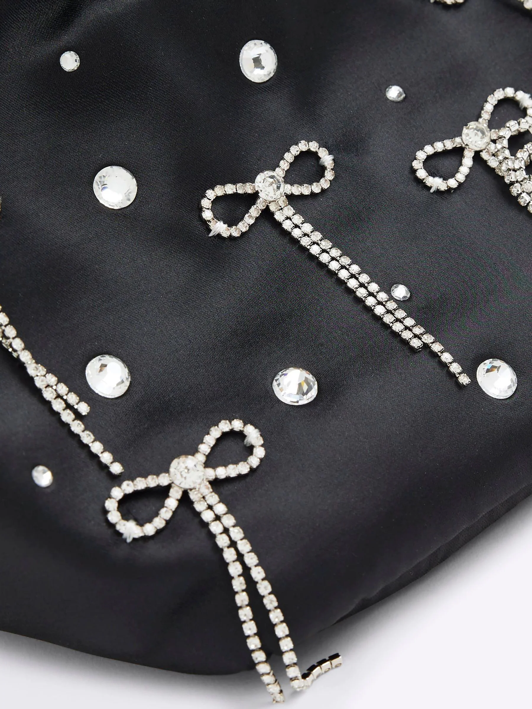 River Island Satin Diamante Bow Grab Bag