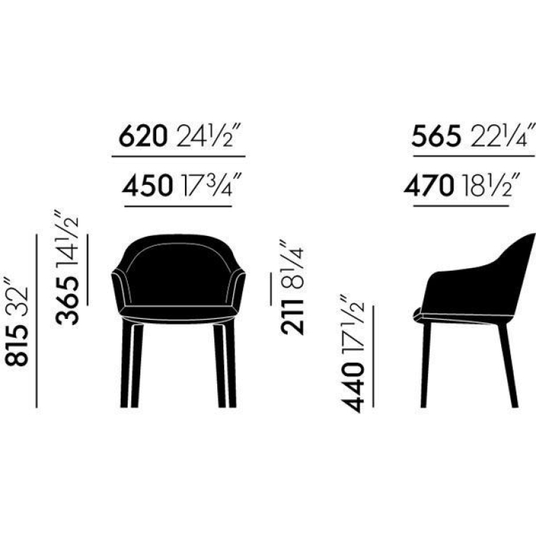 Vitra Softshell stoel met zwart onderstel, Plano 66