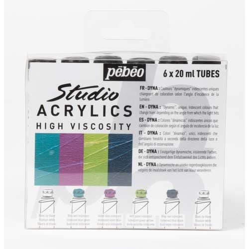 pébéo Studio Acrylics HIGH VISCOSITY 6er-Set, irisierende Farben