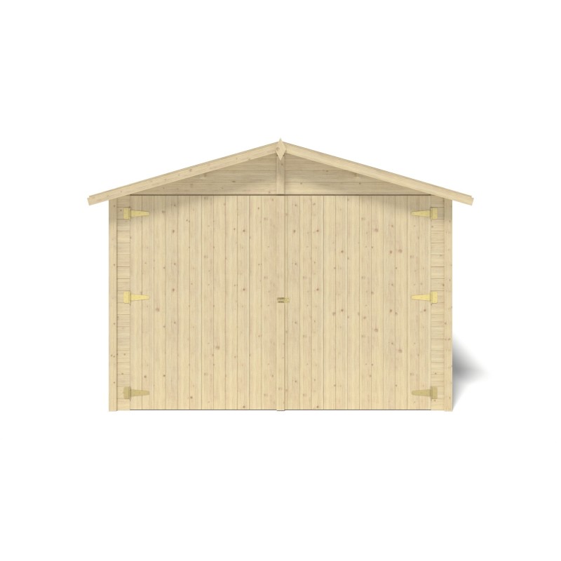 Garage en bois - 14,94m2 - 3,05x4,93m - ep. 18mm - couleur: naturel