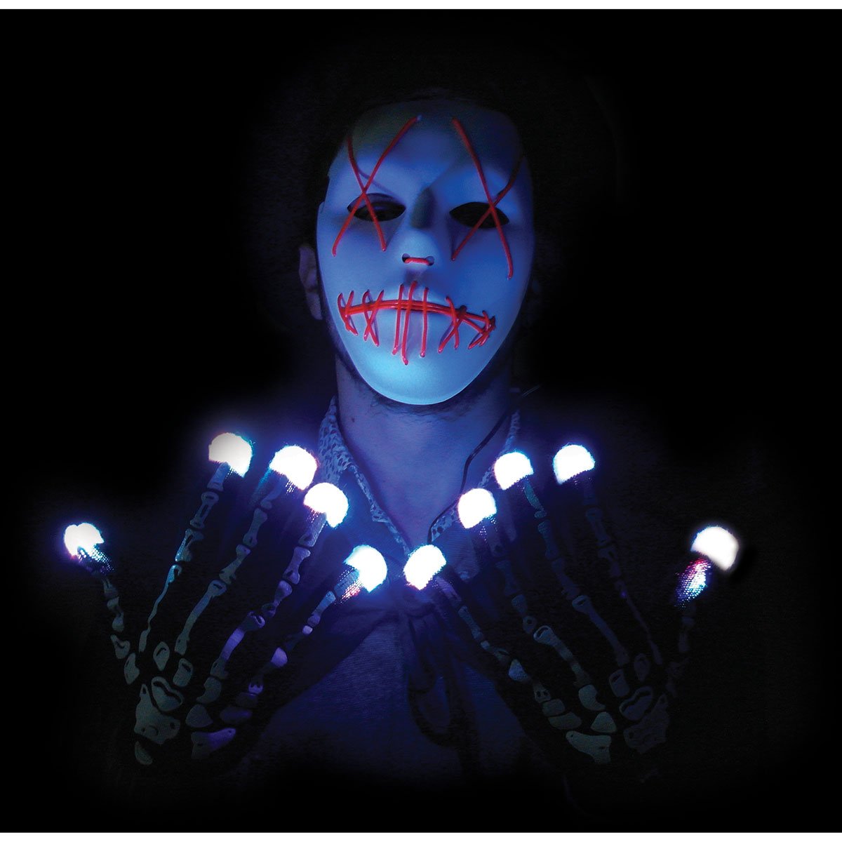 Paire de gants squelette lumineux