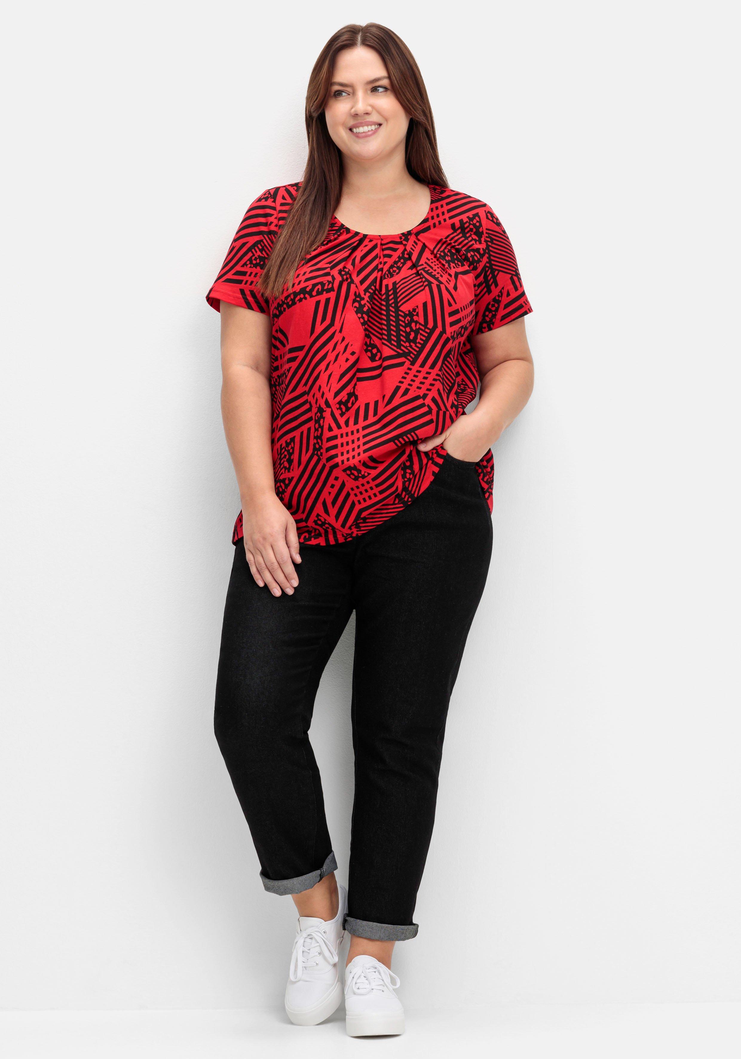 Longshirt in A-Linie, mit grafischem Muster
