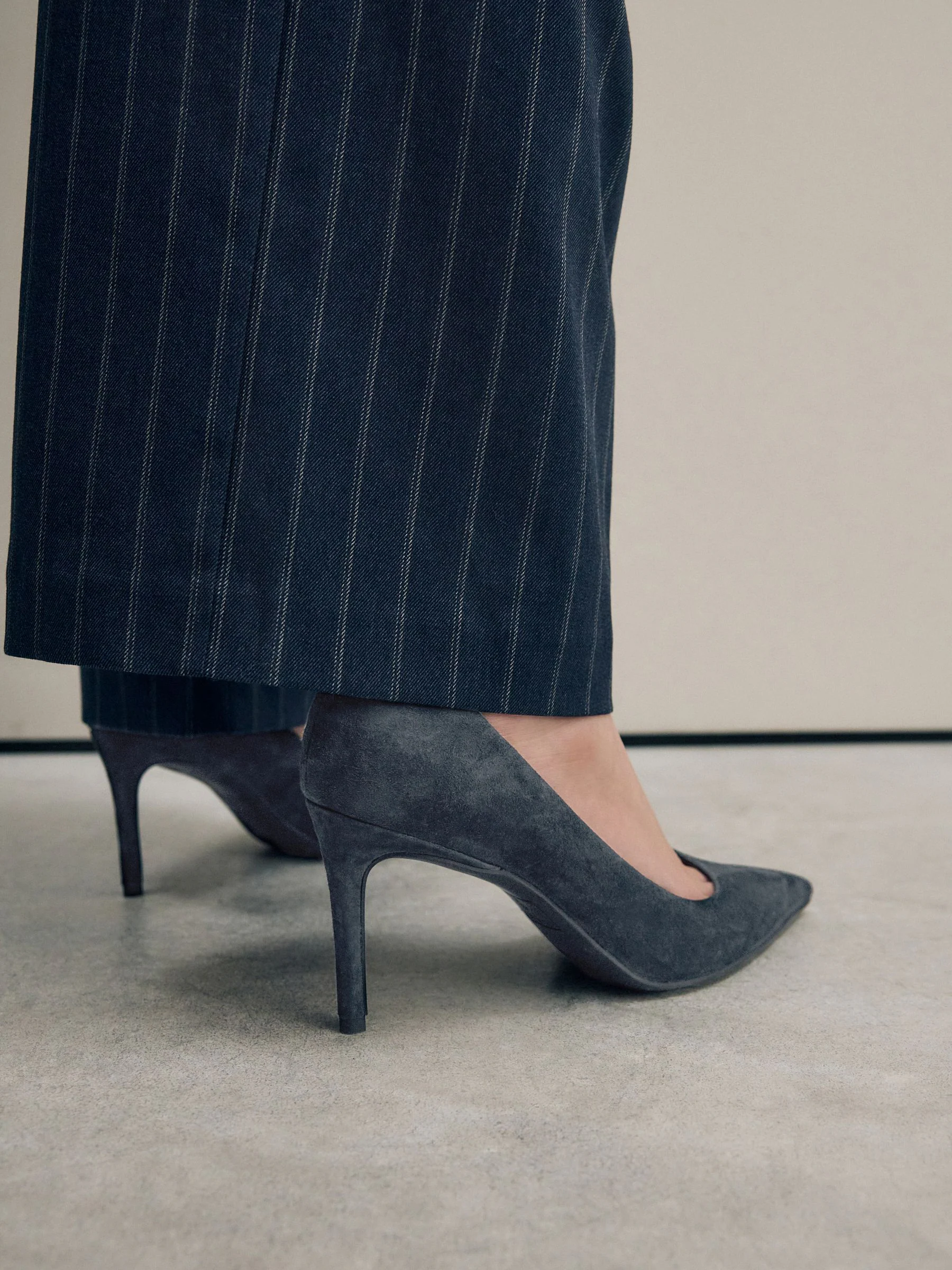 Marineblauw suède - Leren mid-court pumps