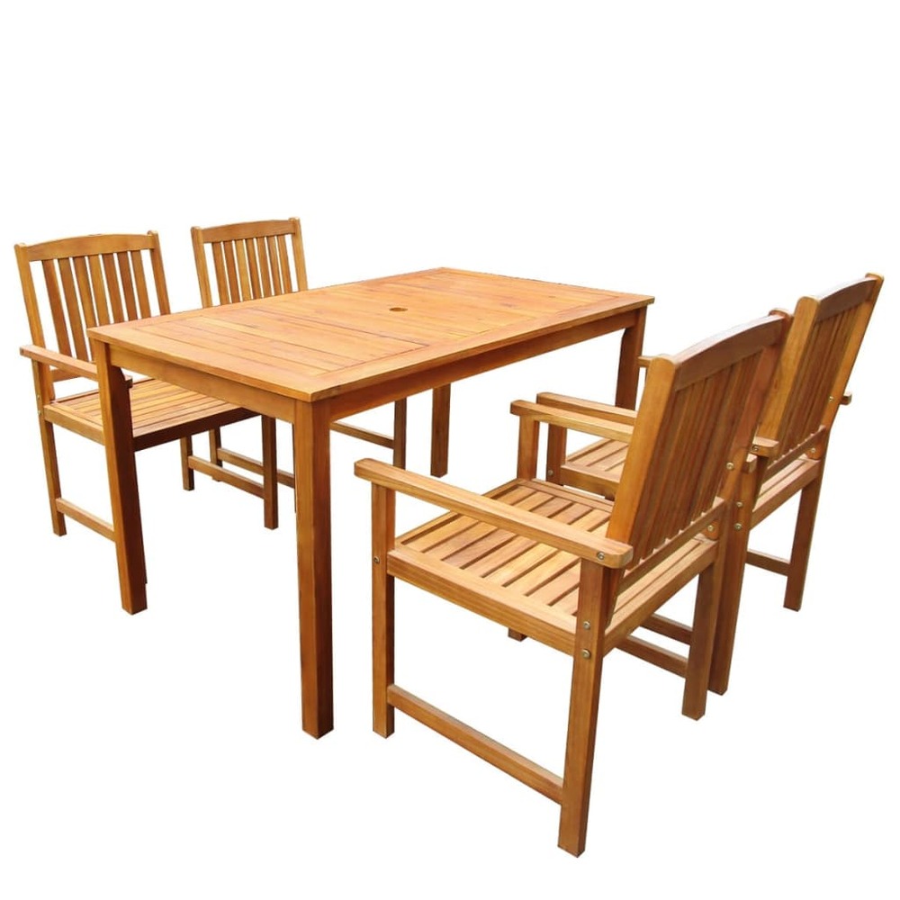 Mobilier à dîner d'extérieur 5 pièces bois d'acacia solide