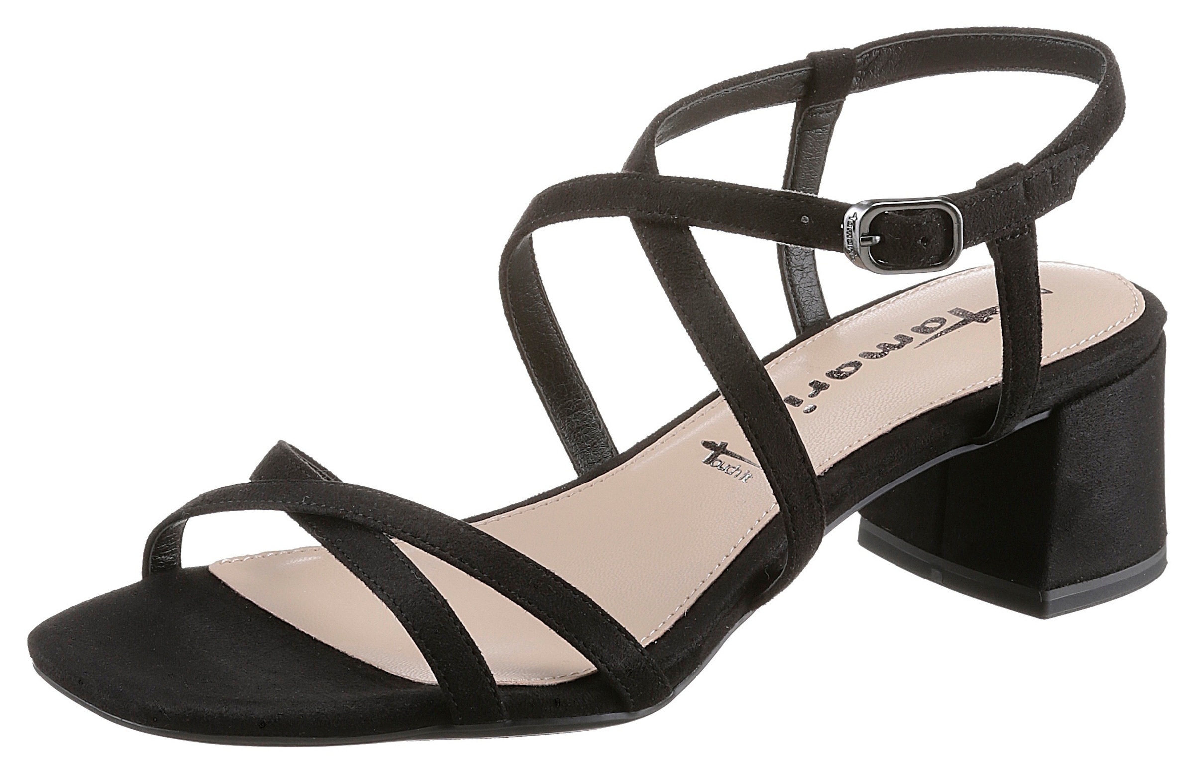 Tamaris Sandalette  , Sommerschuh, Sandale, Blockabsatz, mit feinen Riemchen