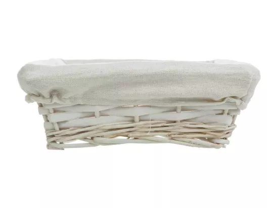 Plateau en osier laqué blanc avec doublure 36x24x8h
