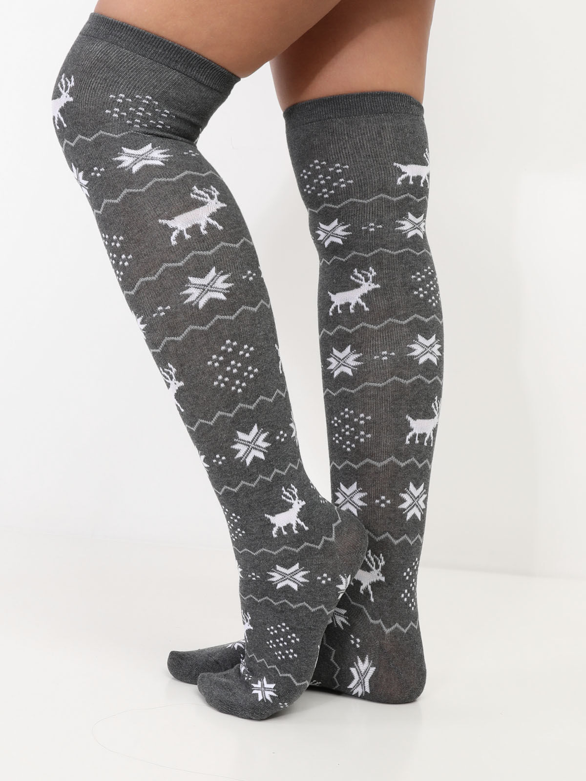 Chaussettes hautes esprit de noël- Gris