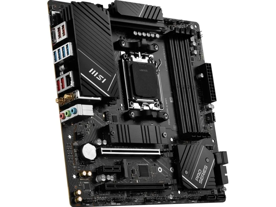 MSI PRO B650M-A WIFI - Bundkort - micro ATX - Socket AM5 - AMD B650 Chipset - USB-C 3.2 Gen2, USB 3.2 Gen 2, USB 3.2 Gen 1 - 2.5 Gigabit LAN, Wi-Fi 6E, Bluetooth - onboard grafik (CPU påkrævet) - HD Audio (8-kanaler)