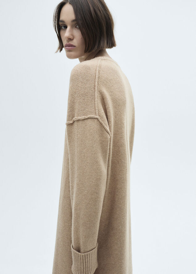 MANGO Knitted dress with ribbed finishes Medium brown