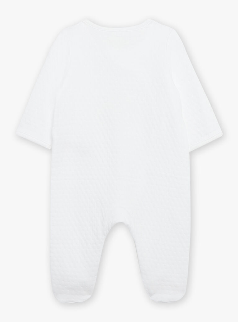 Pyjama et bonnet de naissance blancs à motif nuage et soleil