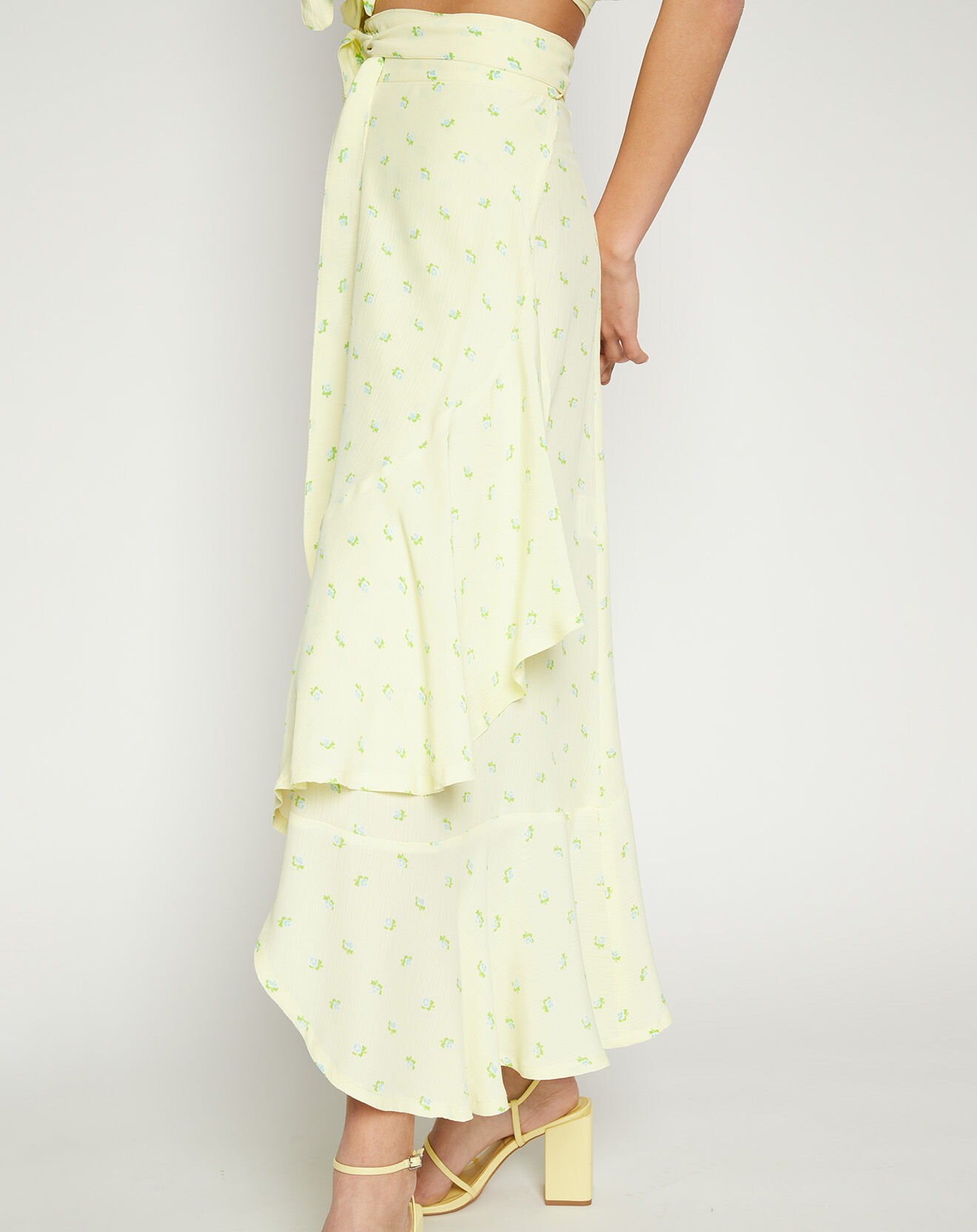 Faithfull the Brand Jupe Aubrie imprimée fleurs jaune