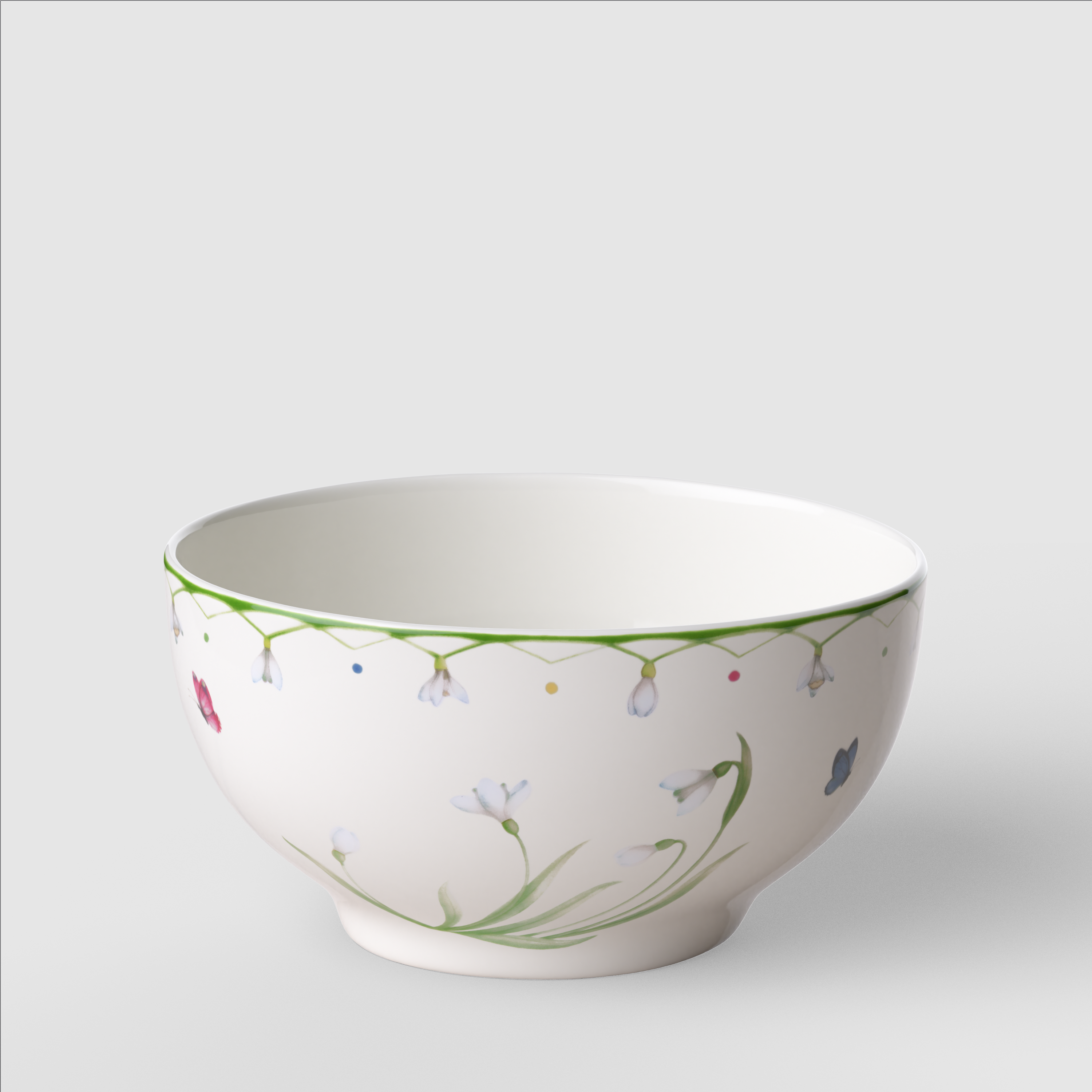 Colourful Spring Salad serving bowl Green, 17 oz, Premium Porcelain
