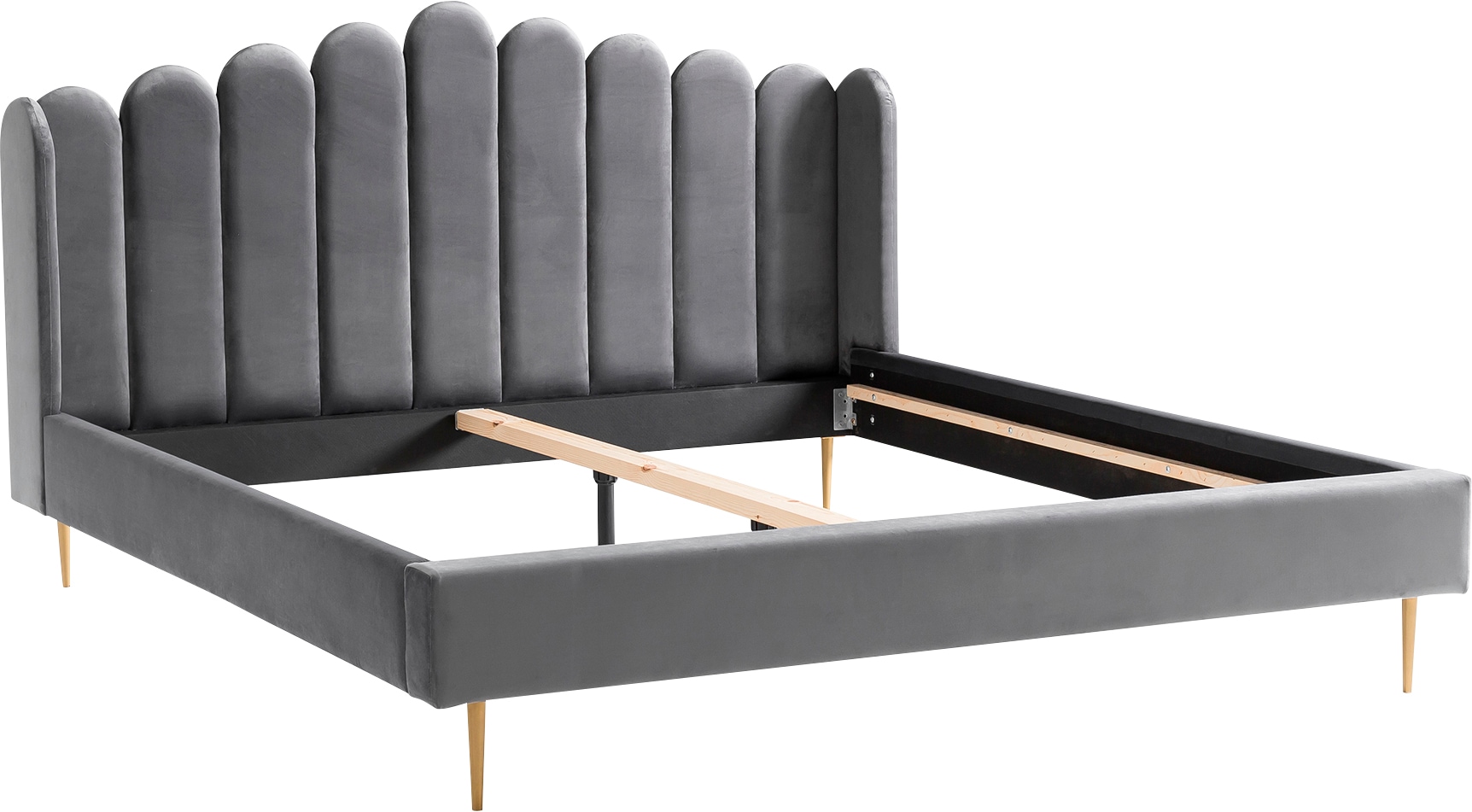 SalesFever Polsterbett »Komfortables Bett für erholsamen Schlaf« Eleganz trifft Komfort: Samt-Bezug, goldfarbene Metallfüsse