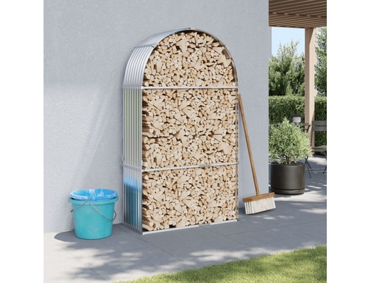 VIDAXL - Sac à outils Porte-bûches argenté 120x45x210 cm acier galvanisé