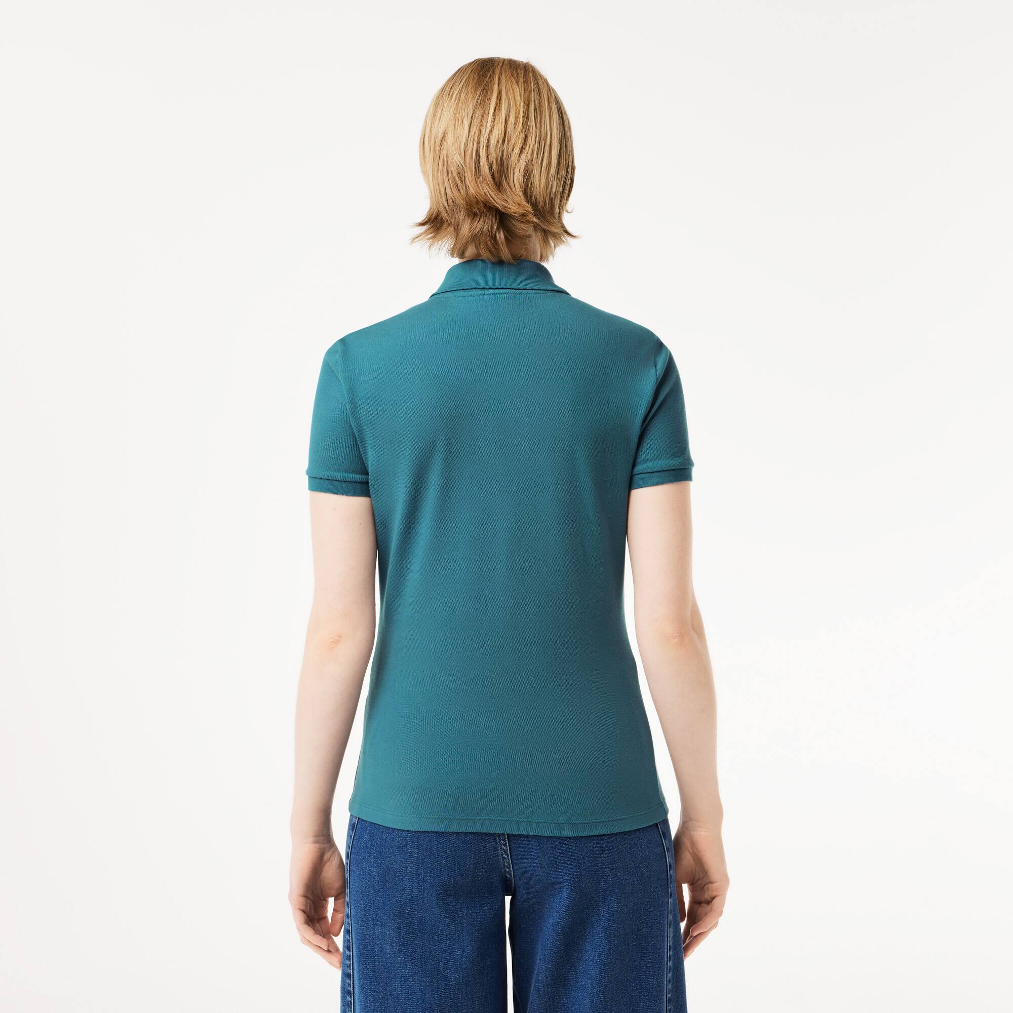 Slim Fit Damen LACOSTE Poloshirt aus Stretch-Baumwoll-Piqué Kurze Ärmel - Blau - Lacoste - Damen