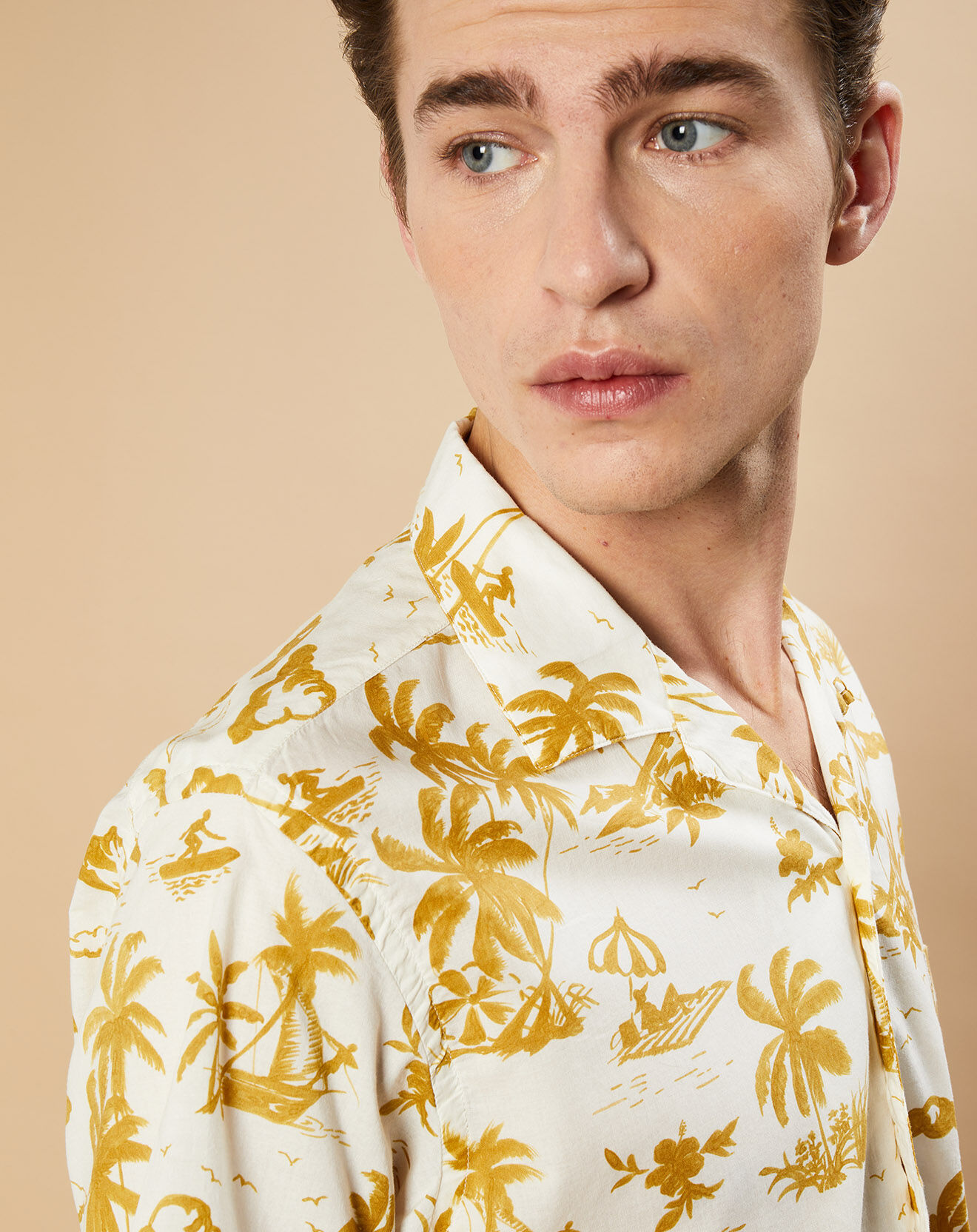 Hartford Chemise Slim Slam blanc/jaune