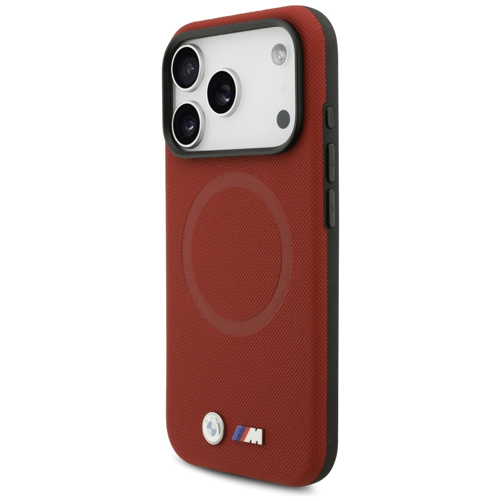 iPhone 17 Pro MagSafe Leder Hardcase Hülle FW Metal Logo (BMHMP17L25PFWSMR) - Rot