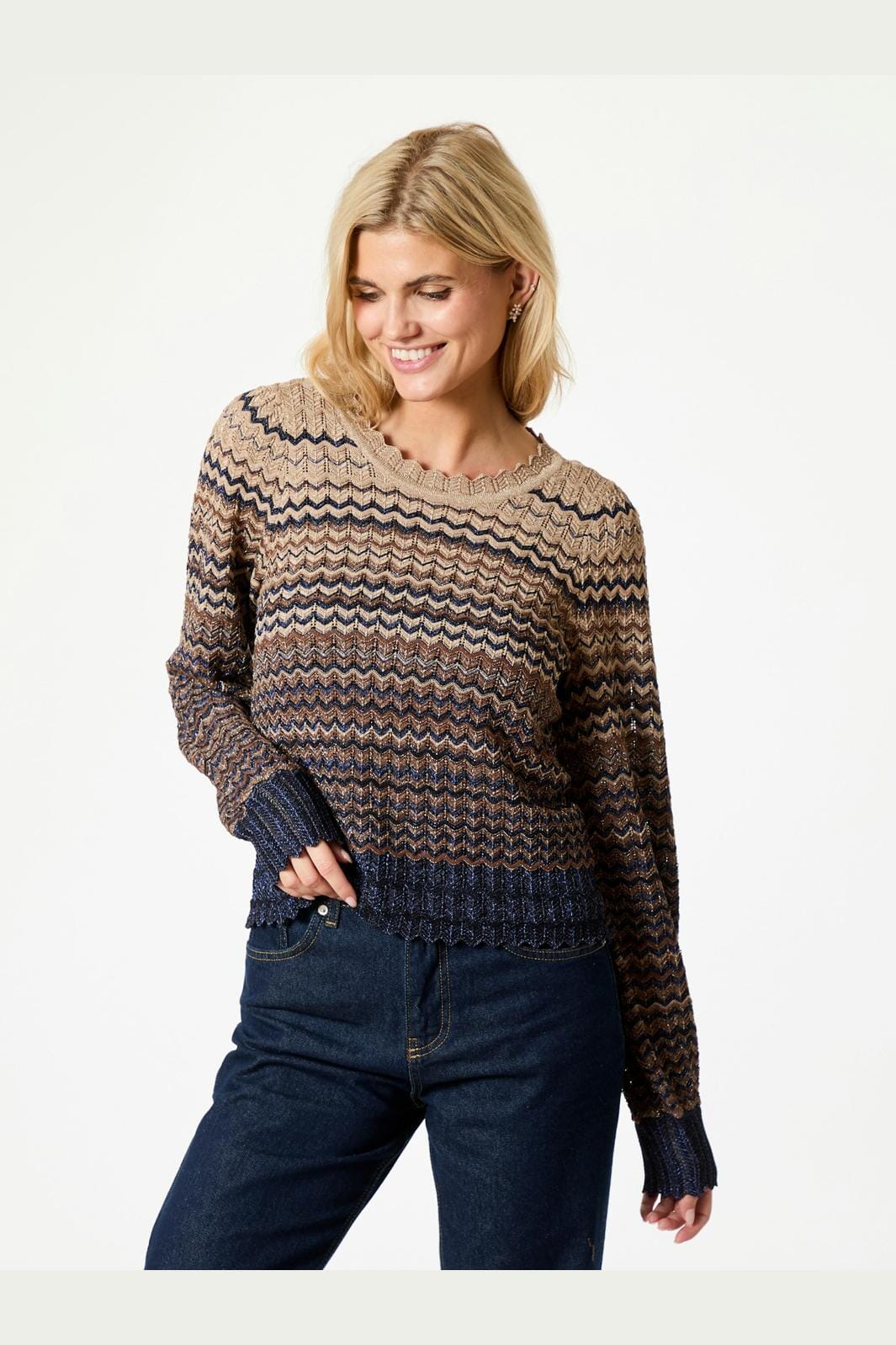 Neo Noir Dito Chevron Knit Blouse