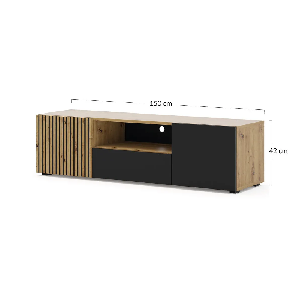 BESTMOBILIER Ozzy Meuble TV - Bois et Noir