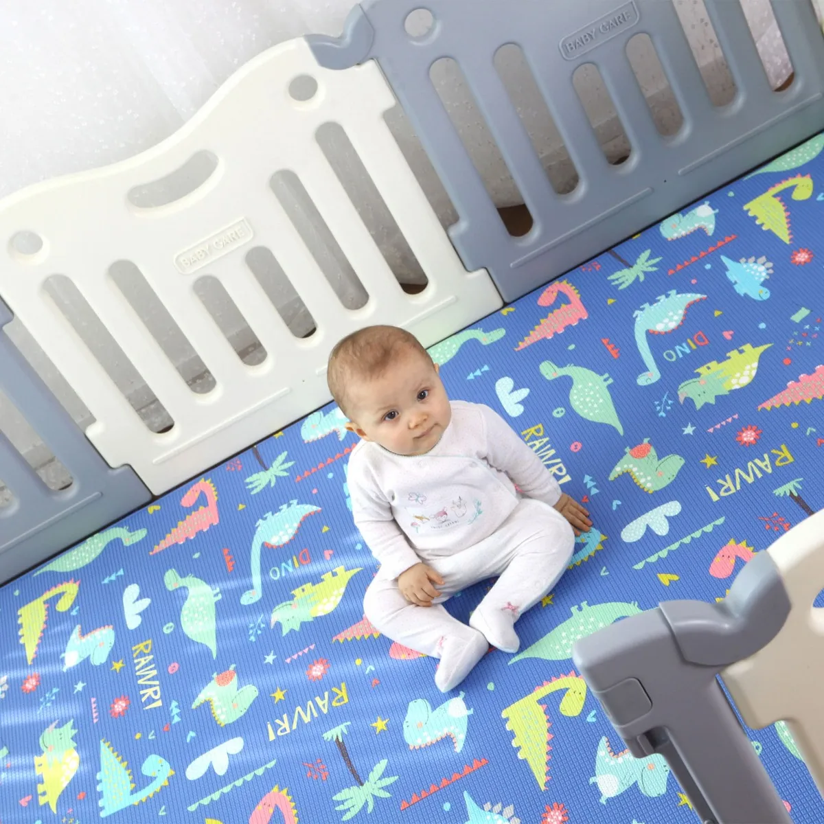 Baby Care Clôture de Jeux - Blanc  Gris
