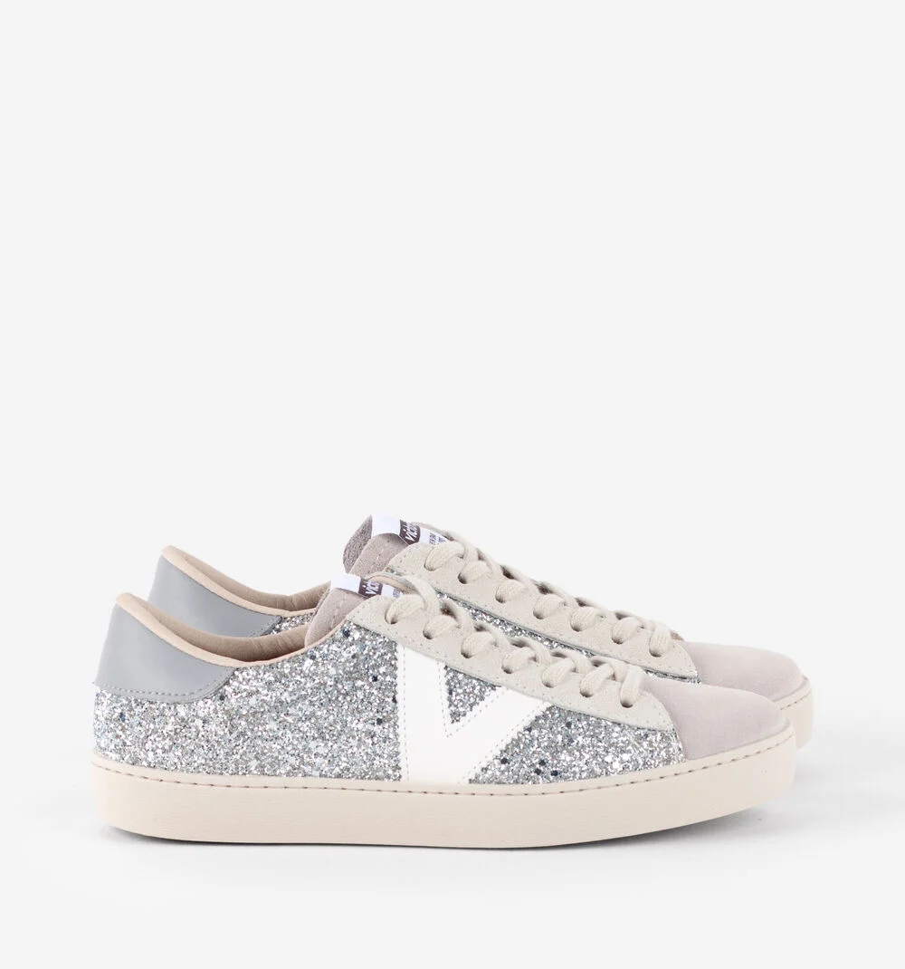 BERLÍN GLITTER Baskets glitter pour femme PLATA