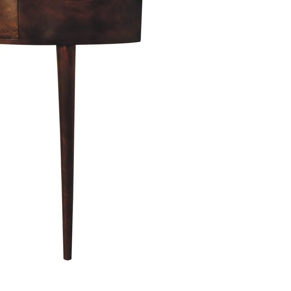 Wandgemonteerde kastanjehouten console zonder rugleuning, 1 lade, bruin