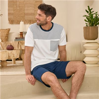 Pyjama short homme rayé - BECQUET CRÉATION