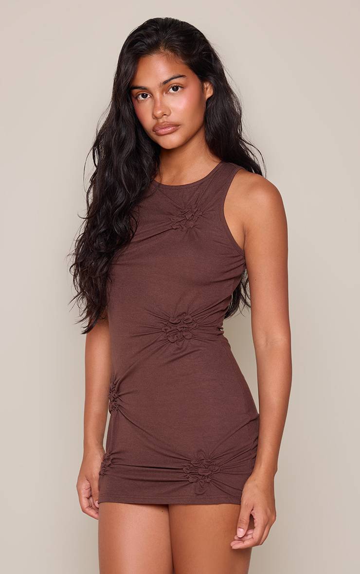 Chocolat Robe Mini Sans Manches En Jersey À Motif Floral