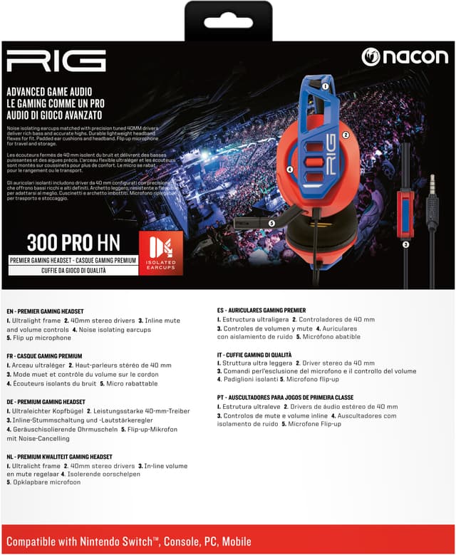Rig 300 Pro Nintendo gaming headset (blå/rød)