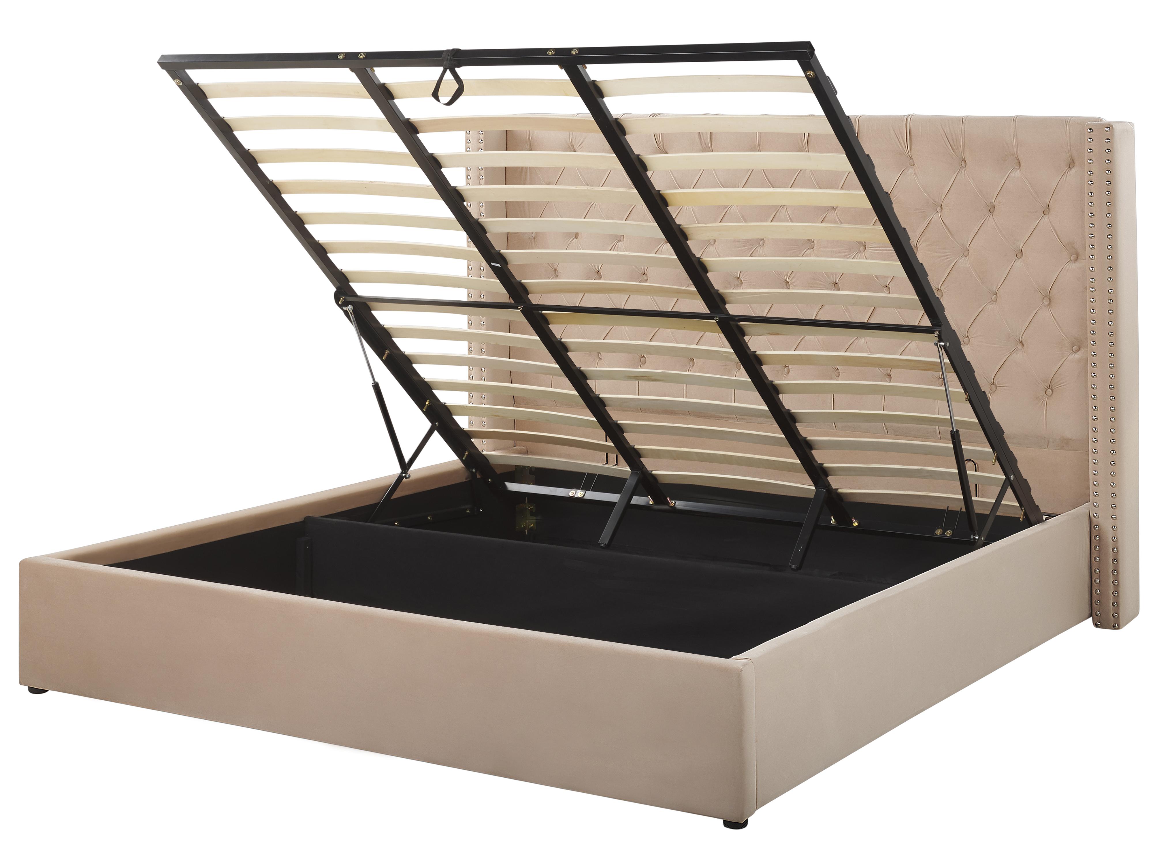 Bed met opbergruimte Fluweel LUBBON 180 x 200 cm Beige
