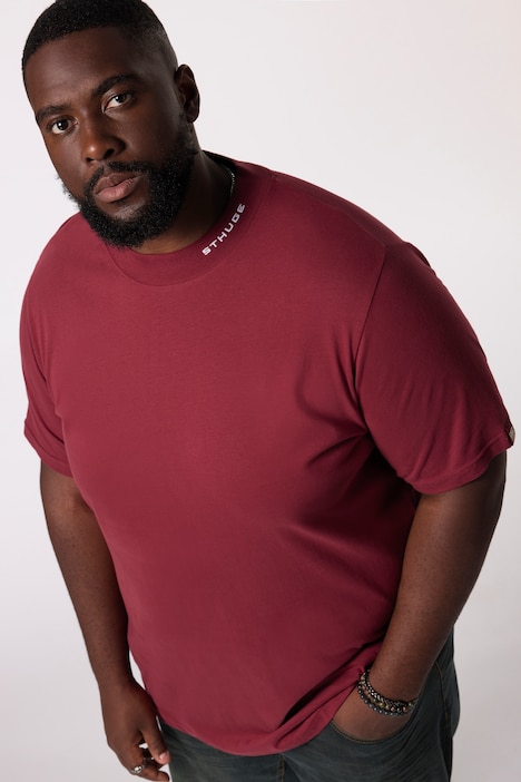 STHUGE T-Shirt, Halbarm, Stehkragen mit Schriftzug, bis 8 XL