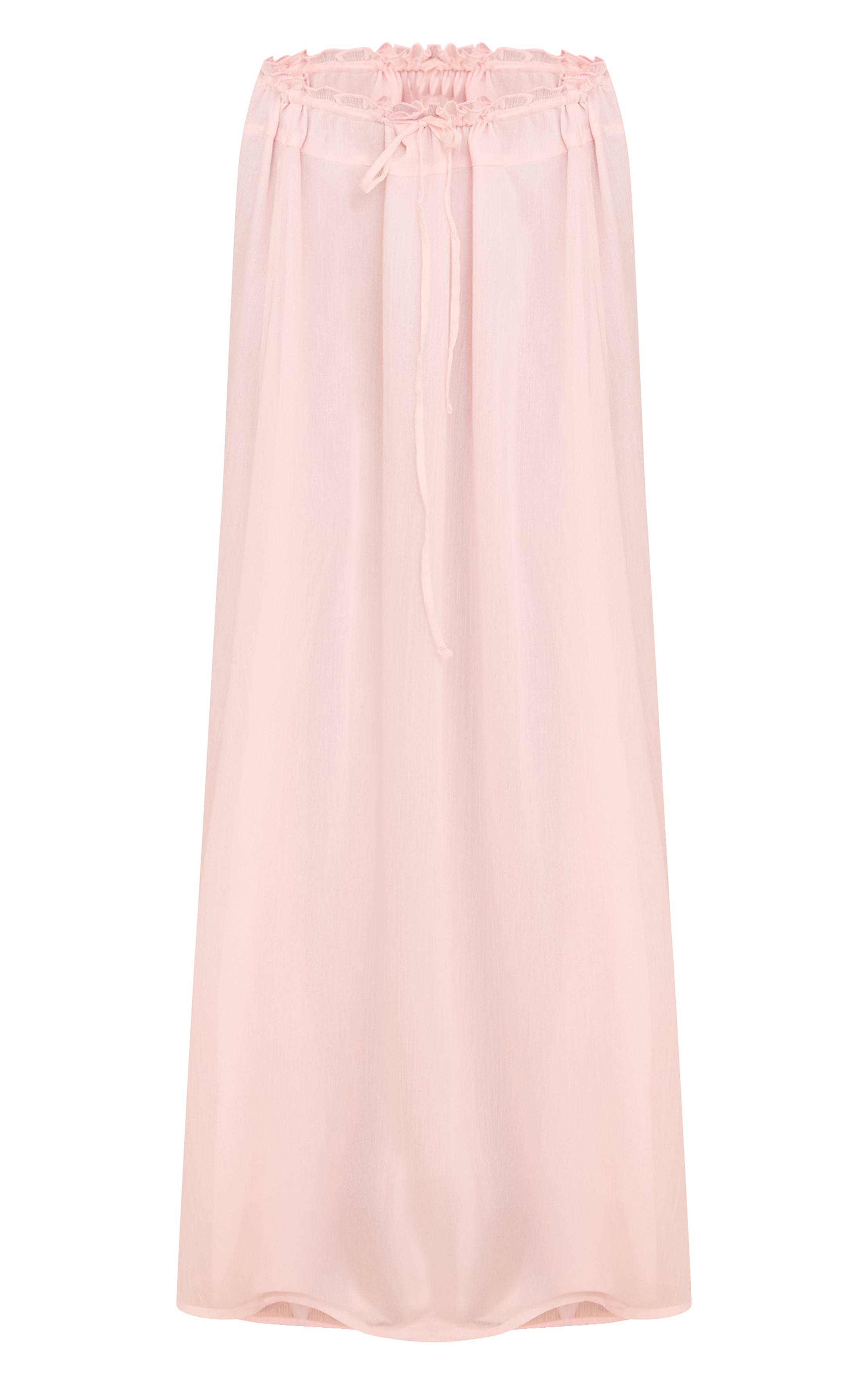 Rose Jupe Longue Vaporeuse En Mousseline